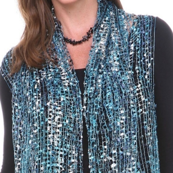 Green Blue Confetti Vest Cardigan - Picture 2 of 4
